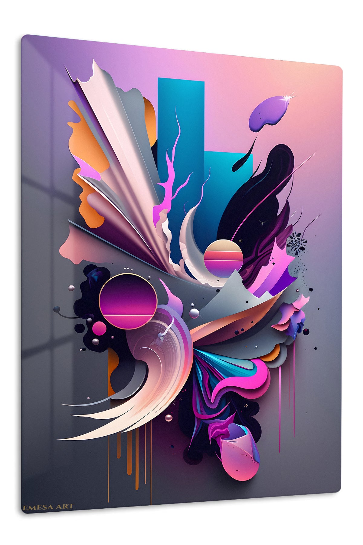 Orange Black Geometric Splash wall art