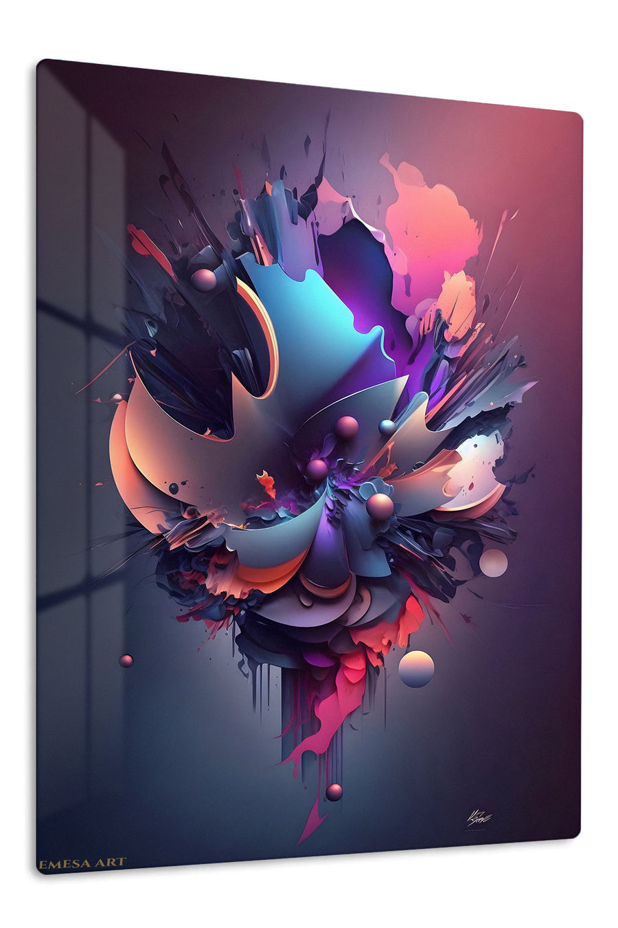 Cosmic Fragmented Color Burst premium metal wall art – front view