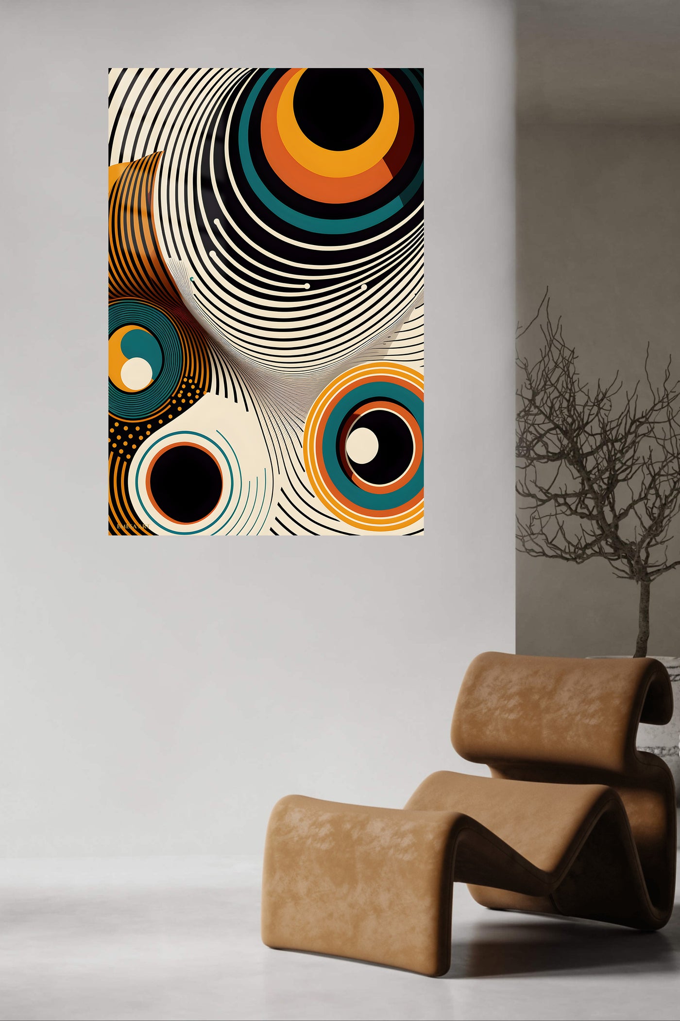 Teal Orange Liquid Frame wall art