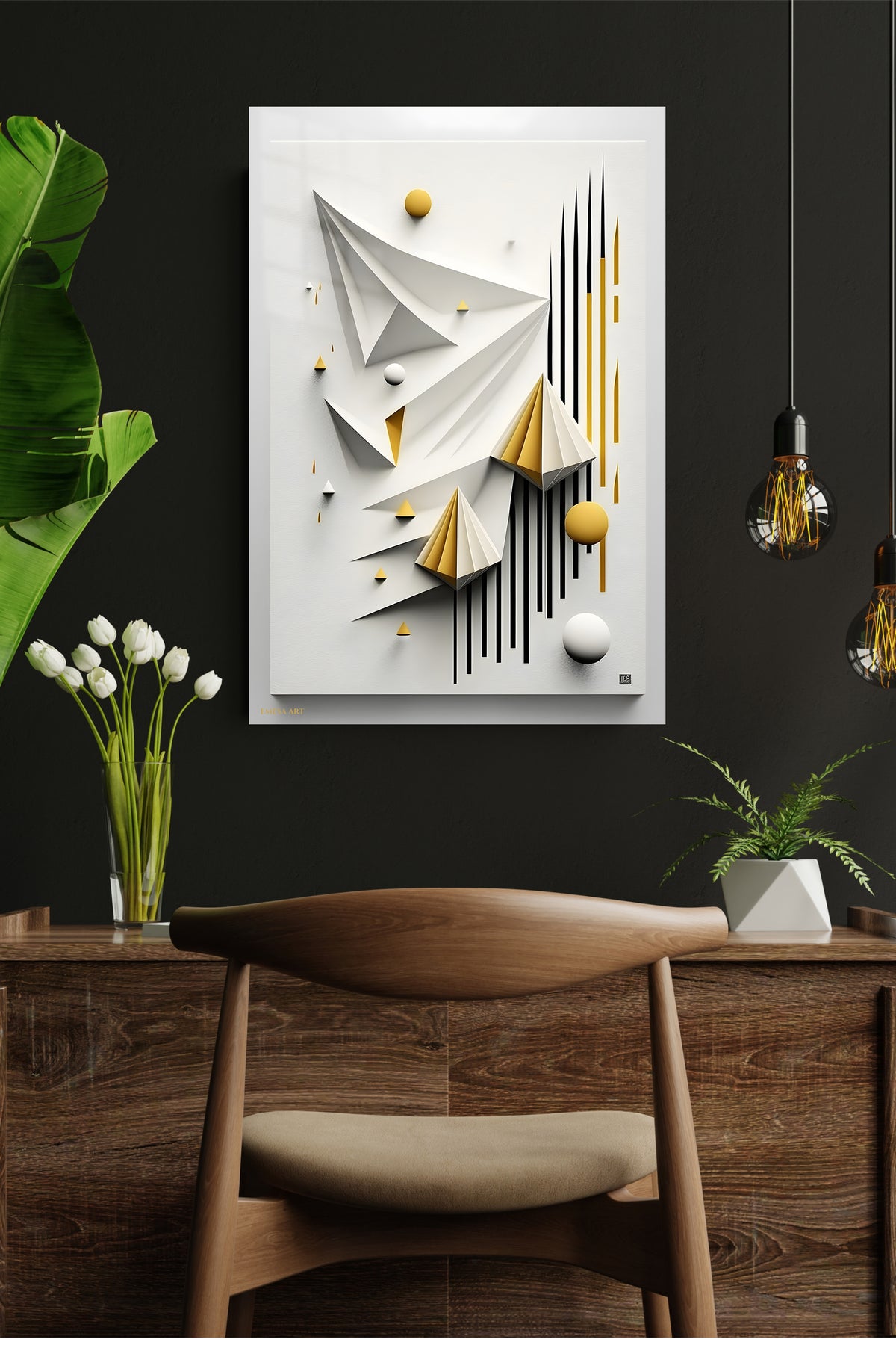 Teal Velocity Ribbons metal wall art displayed in a modern interior