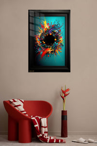Teal Velocity Ribbons metal wall art displayed in a contemporary living space