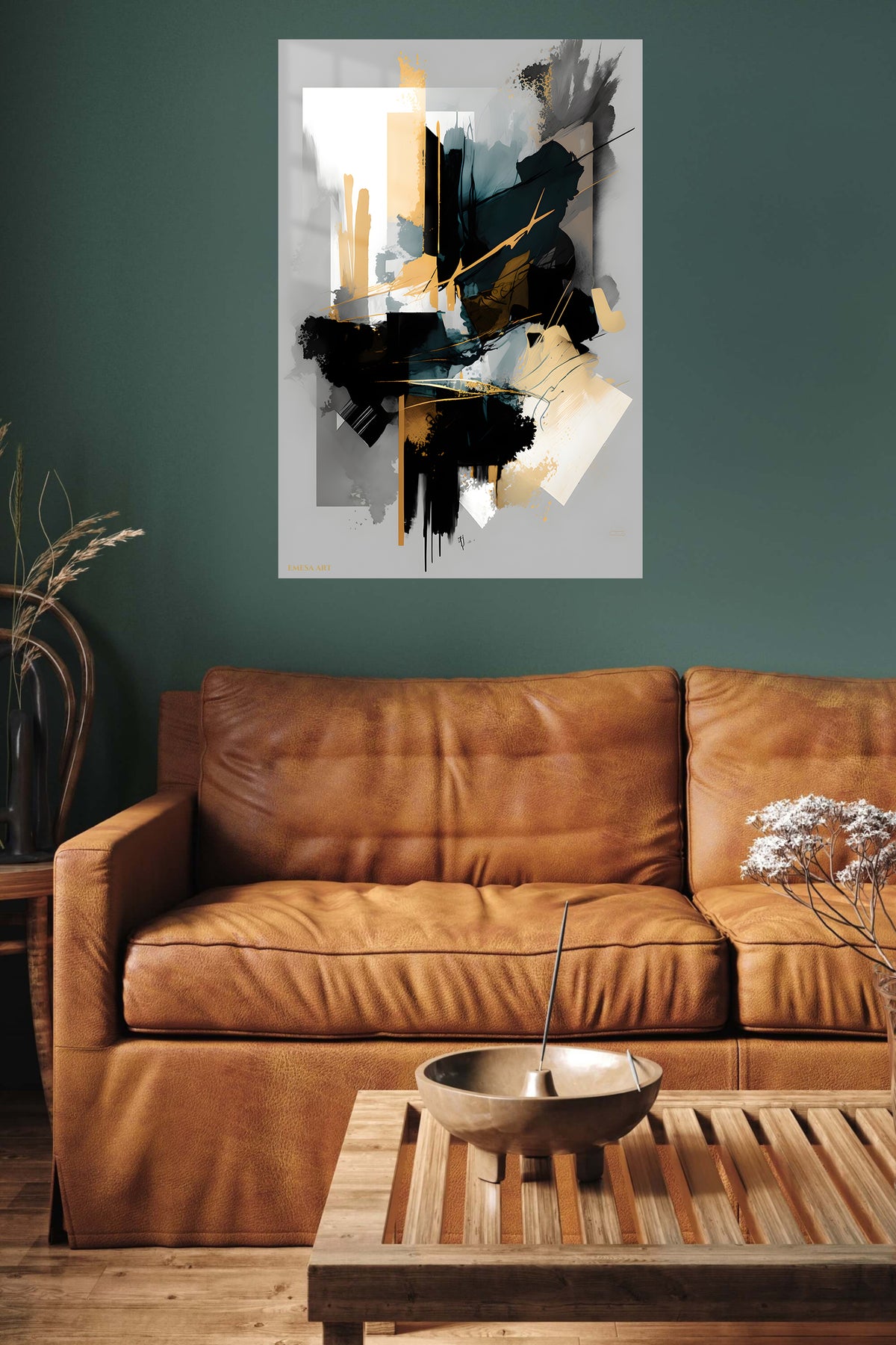 Retro Orange Teal Ribbon wall art