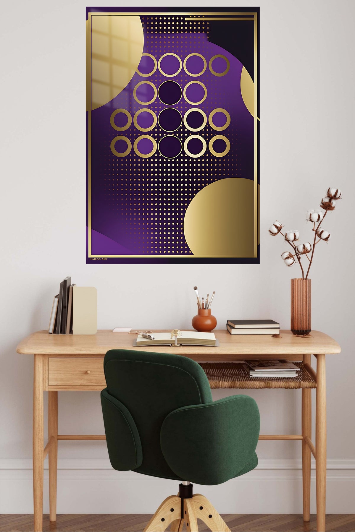 Golden Ribbon Forms metal wall art displayed in a contemporary living space