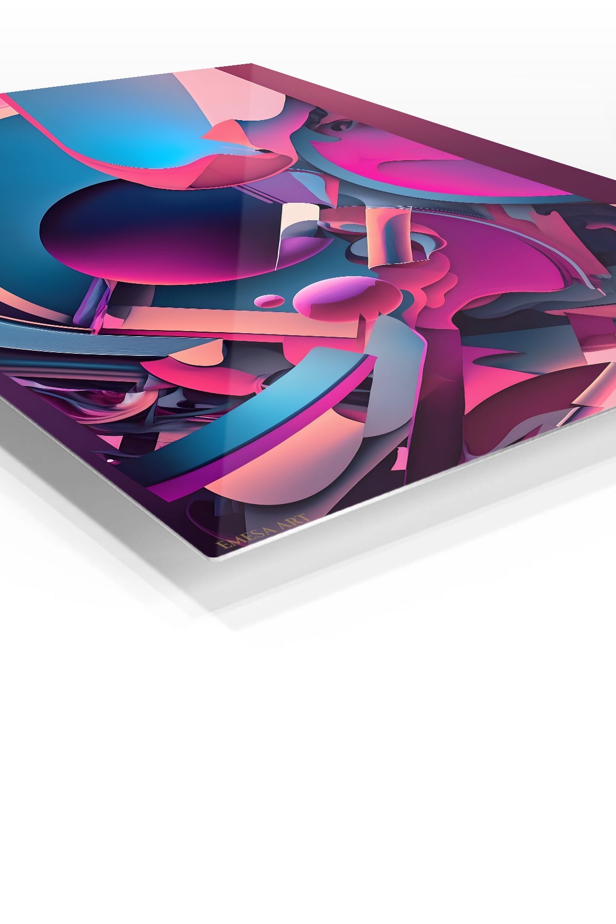 Verdant Orbit Composition premium metal wall art – angled view