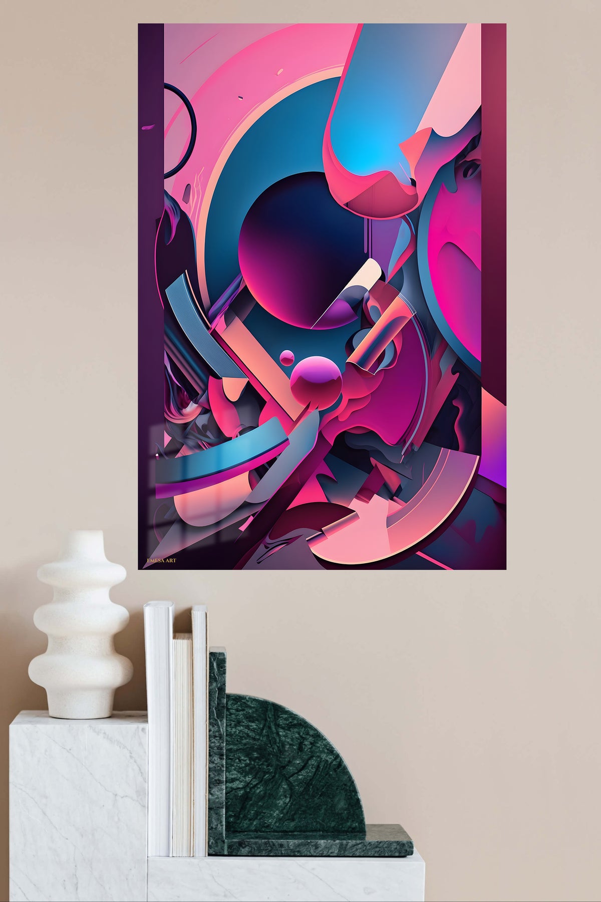 Verdant Orbit Composition metal wall art displayed in a modern interior