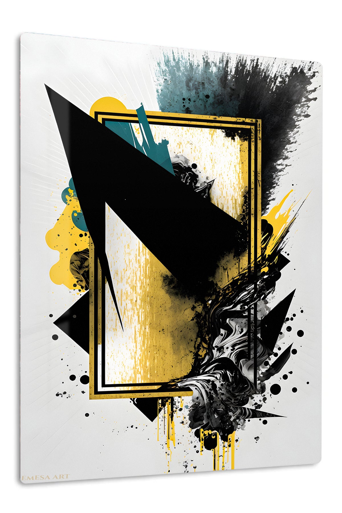 Golden Geometric Eclipse premium metal wall art – front view