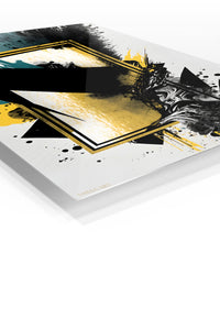 Golden Geometric Eclipse premium metal wall art – angled view