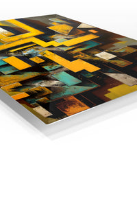 Emerald and Amber Flow premium metal wall art – angled view
