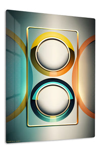 Teal and Ember Fluid Forms premium metal wall art – front view