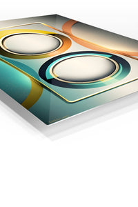 Teal and Ember Fluid Forms premium metal wall art – angled view