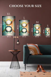 EMESA metal wall art size comparison guide for Teal and Ember Fluid Forms