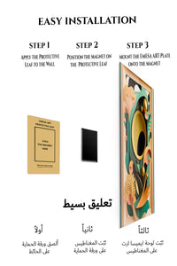 Magnetic mounting installation guide for Teal Orbit in Motion metal wall art