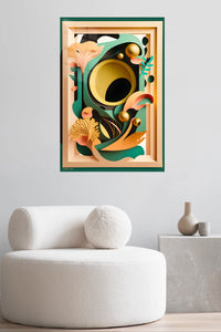 Teal Orbit in Motion metal wall art displayed in a contemporary living space