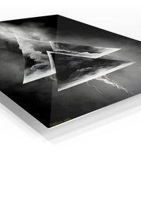 Layered Orbital Geometry premium metal wall art – angled view