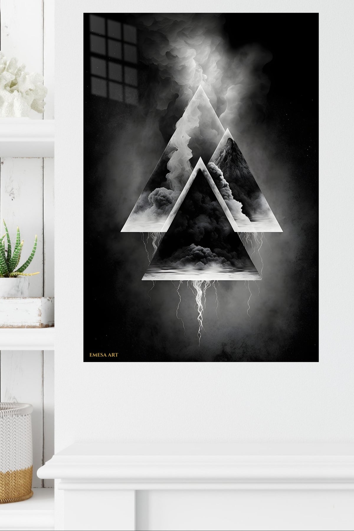 Layered Orbital Geometry metal wall art displayed in a modern interior
