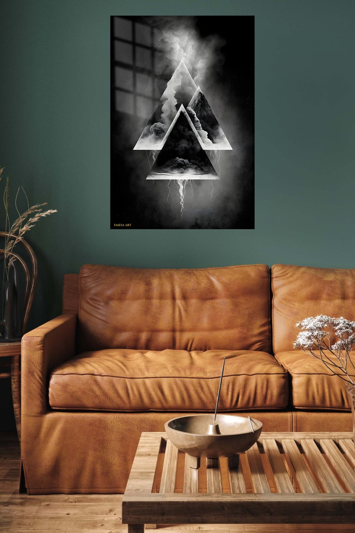 Layered Orbital Geometry metal wall art displayed in a contemporary living space
