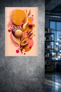 Teal and Rust Geometric Ascent metal wall art displayed in a modern interior