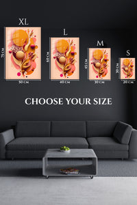 EMESA metal wall art size comparison guide for Teal and Rust Geometric Ascent