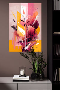 Teal and Gold Vertical Rhythm metal wall art displayed in a modern interior