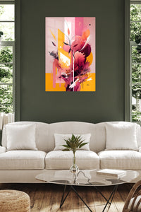 Teal and Gold Vertical Rhythm metal wall art displayed in a contemporary living space