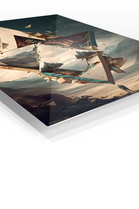Electric Magenta Motion premium metal wall art – angled view