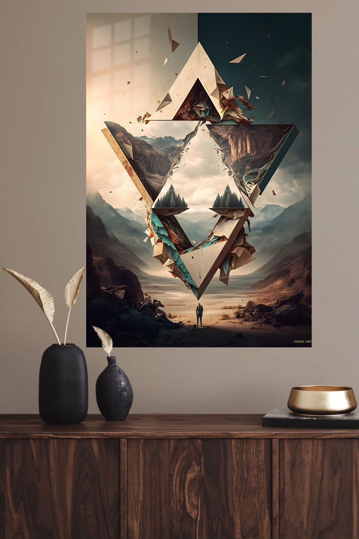 Electric Magenta Motion metal wall art displayed in a modern interior