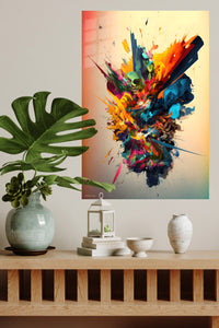 Neon Geometric Triangle Array metal wall art displayed in a modern interior