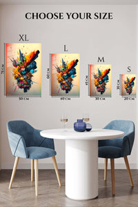 EMESA metal wall art size comparison guide for Neon Geometric Triangle Array