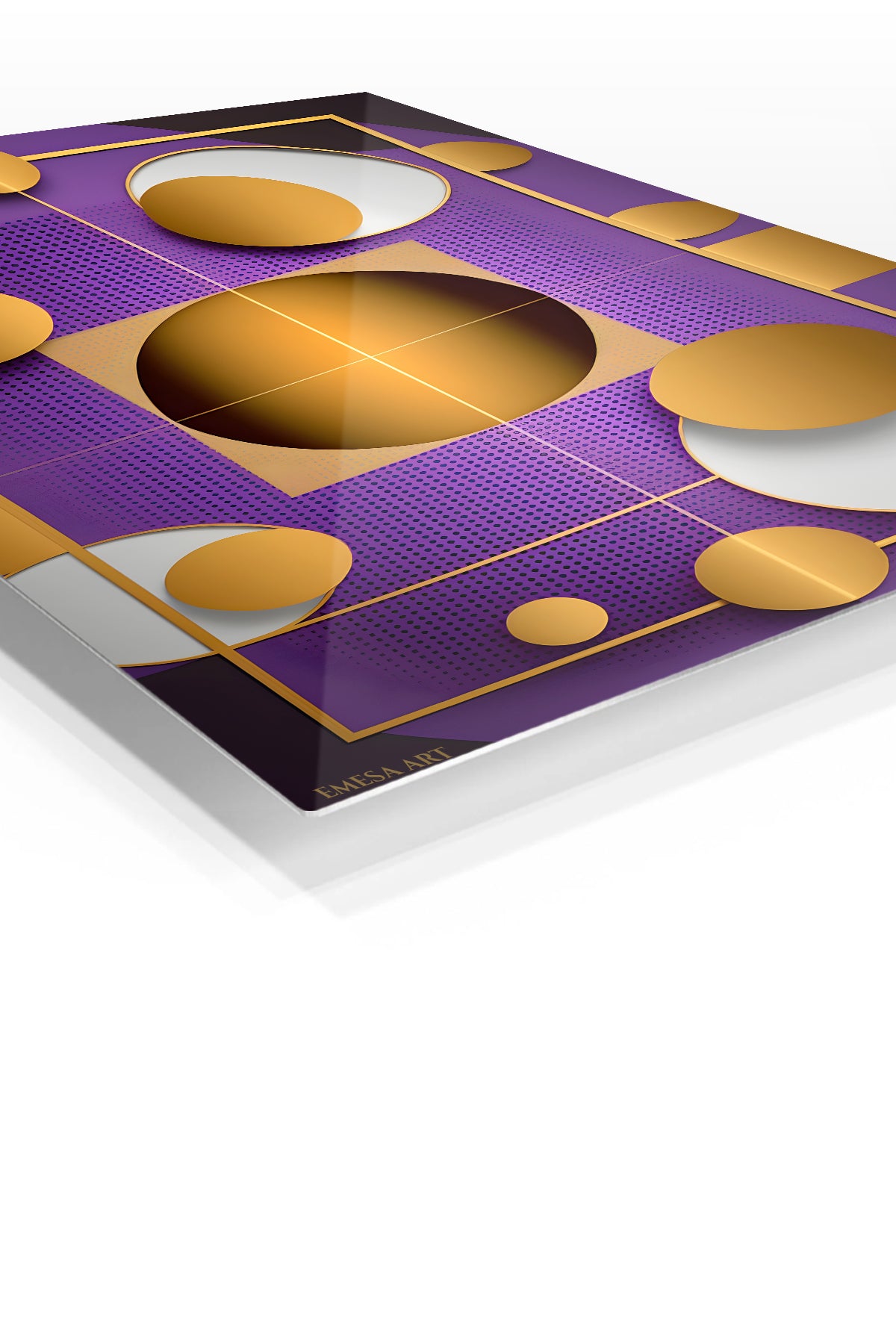 Fragmented Teal Portrait premium metal wall art – angled view