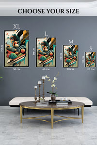 EMESA metal wall art size comparison guide for Vintage Triangle Mosaic