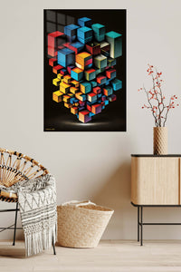 Monochrome Orbital Circles metal wall art displayed in a contemporary living space