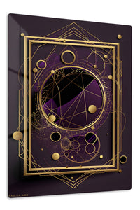 Amber Teal Geometric Dimensions premium metal wall art – front view