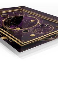 Amber Teal Geometric Dimensions premium metal wall art – angled view