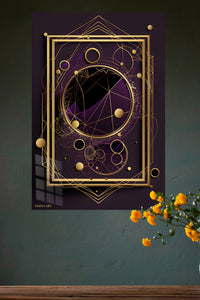 Amber Teal Geometric Dimensions metal wall art displayed in a modern interior