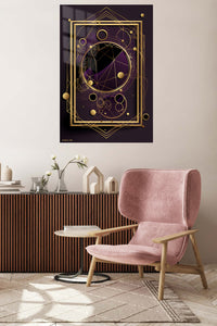 Amber Teal Geometric Dimensions metal wall art displayed in a contemporary living space