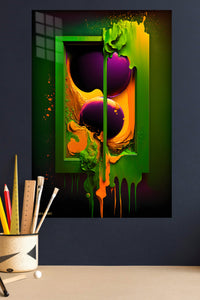 Floating Cubes and Color Arrows metal wall art displayed in a modern interior