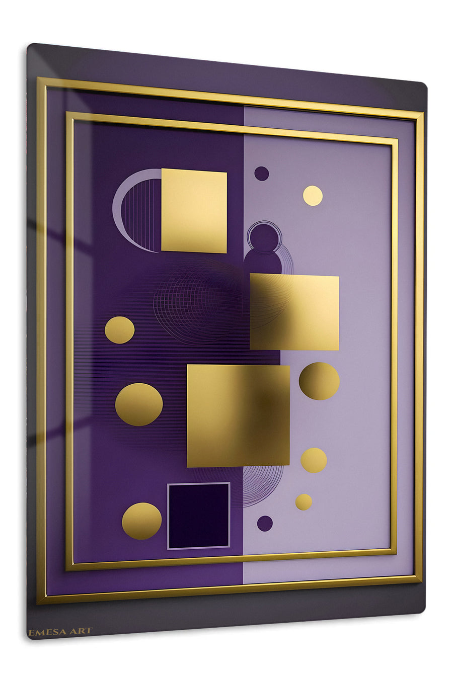 Neon Orbital Flow premium metal wall art – front view