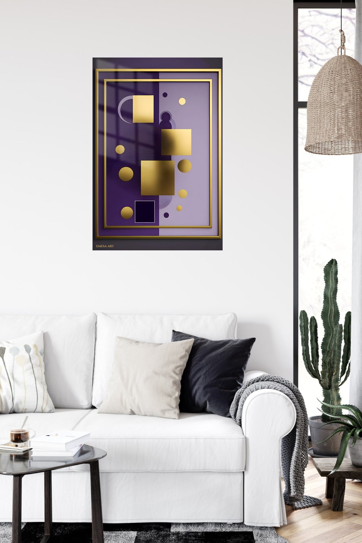 Neon Orbital Flow metal wall art displayed in a contemporary living space