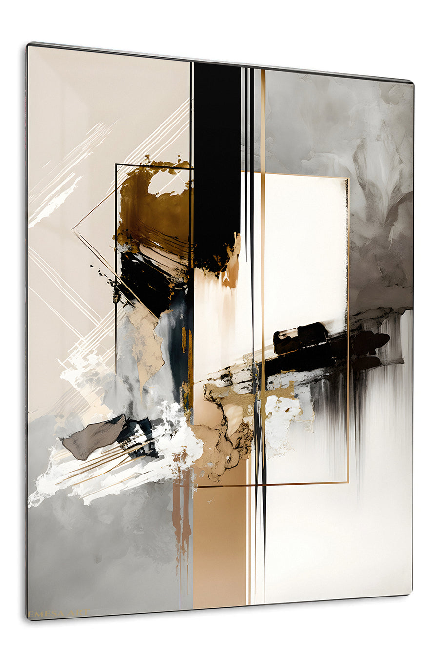 Amber Pines Below Geometric Peaks premium metal wall art – front view