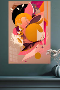 Orbiting Geometry metal wall art displayed in a modern interior