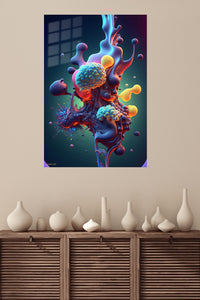 Coral Portal Reverie metal wall art displayed in a modern interior