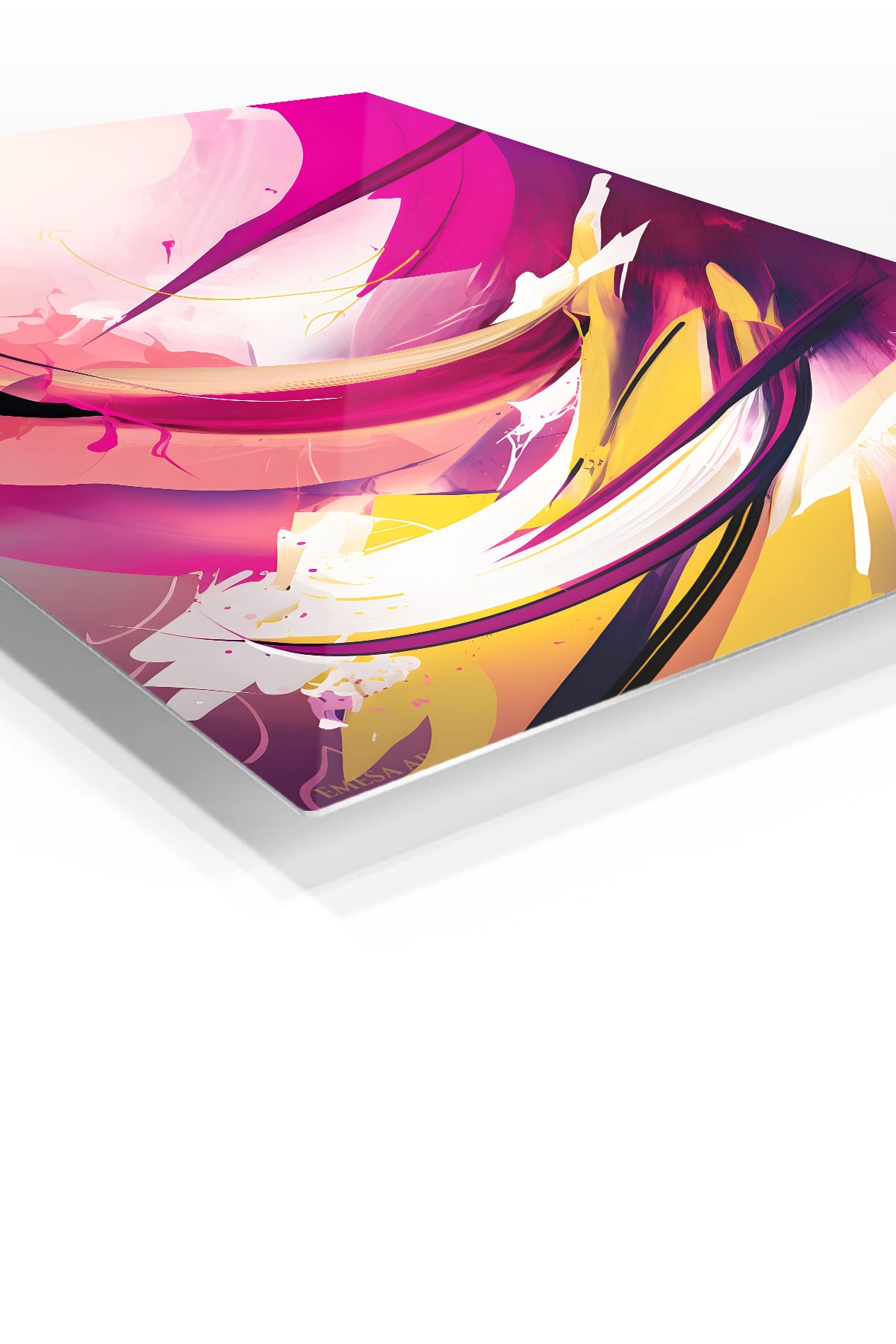 Luminous Geometric Mosaic premium metal wall art – angled view