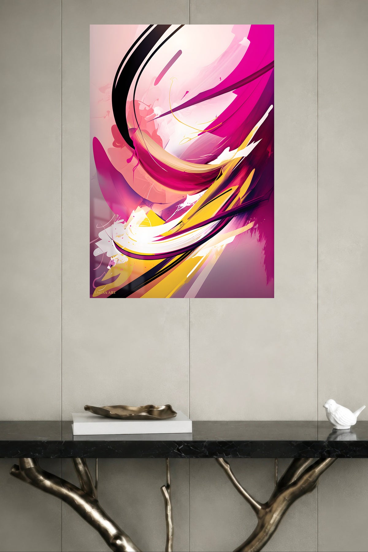 Luminous Geometric Mosaic metal wall art displayed in a modern interior