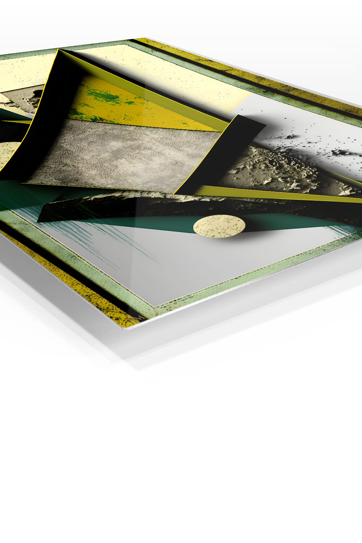 Golden Triangle Rhythm premium metal wall art – angled view