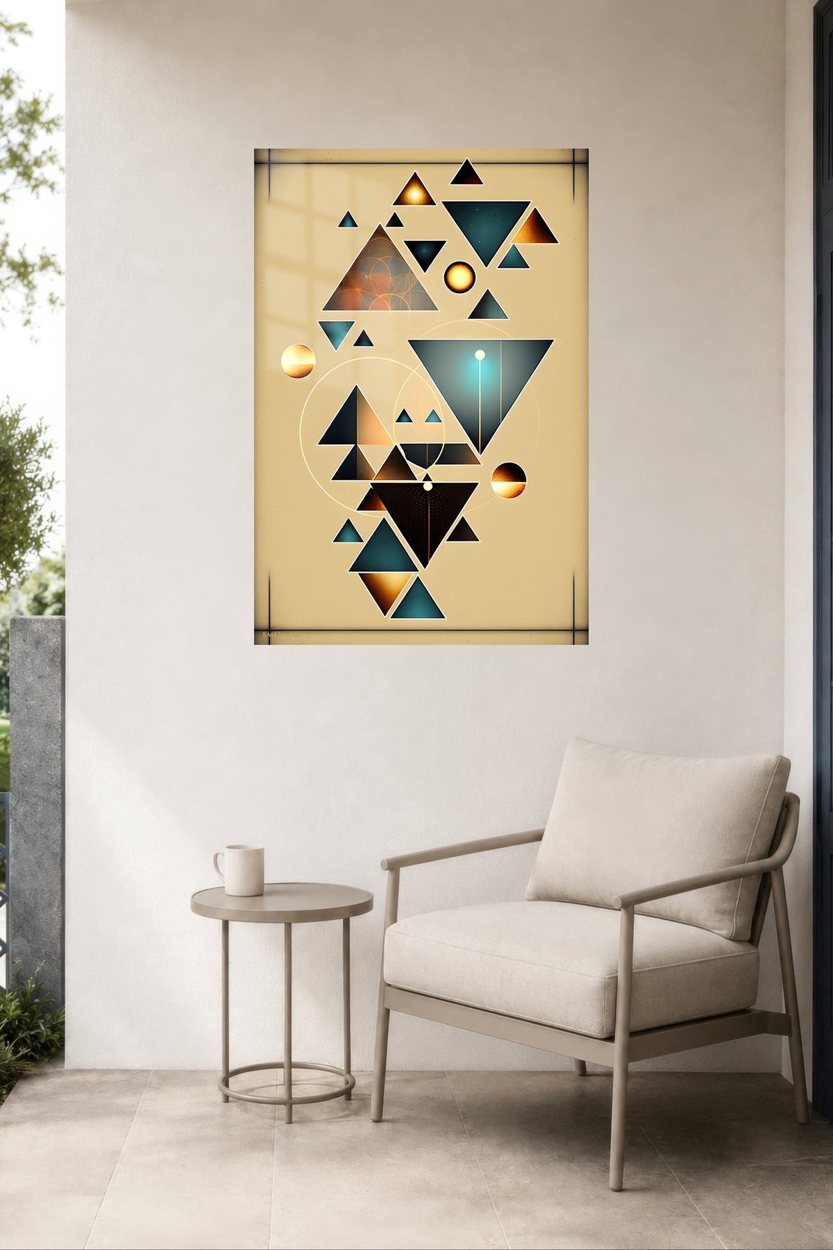 Faceted Portrait in Profile metal wall art displayed in a contemporary living space