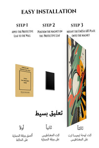 Magnetic mounting installation guide for Magenta Gold Vector Surge metal wall art