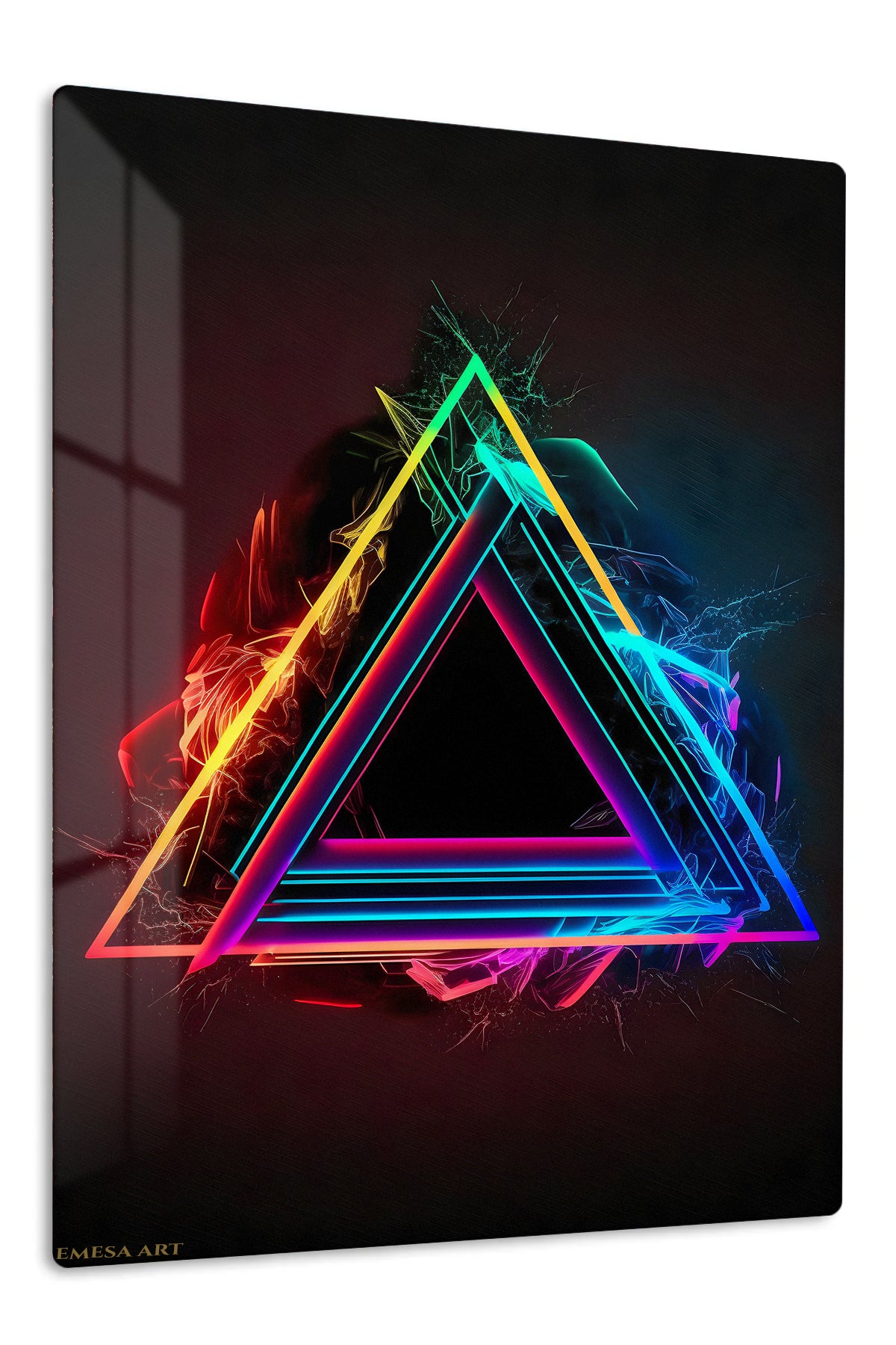 Teal Botanical Energy premium metal wall art – front view