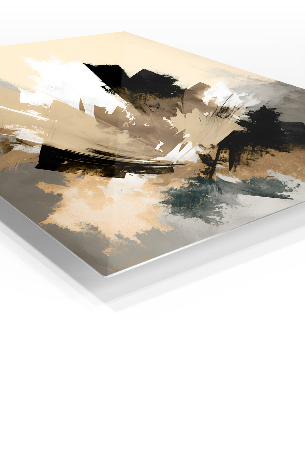 Golden Botanical Silhouette premium metal wall art – angled view