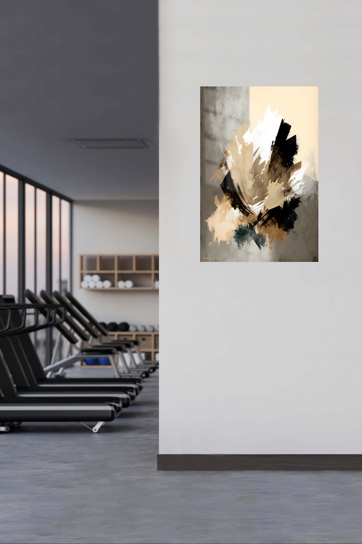 Golden Botanical Silhouette metal wall art displayed in a contemporary living space