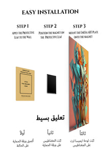 Magnetic mounting installation guide for Gold and Violet Orb Geometry metal wall art